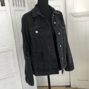 Blacked ripped Jean Jacket